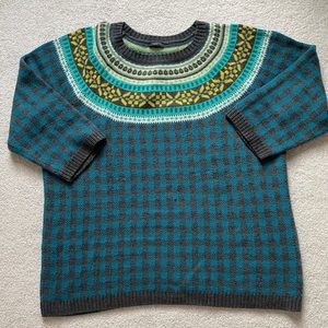 Talbots Fair Isle/Gingham Sweater